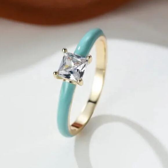 Tiffany Blue Solitaire Ring NEW Size 7 - Picture 2 of 3